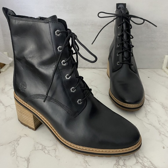Timberland Shoes - Timberland Sienna High Lace-Up Waterproof Boots Sz 10 Black Leather Heeled